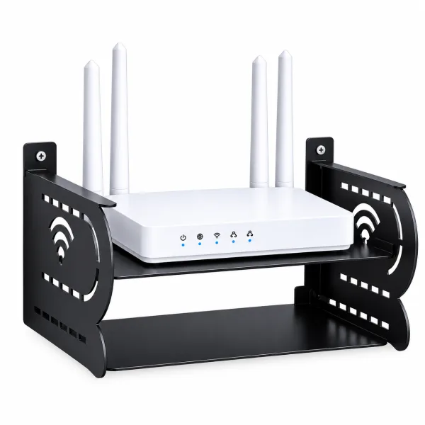 New Vision NV-RS02 Dual-Layer WiFi Router Wall Mount Stand – Black